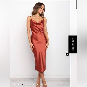 Salmon Petal & Pup Satin slip dress